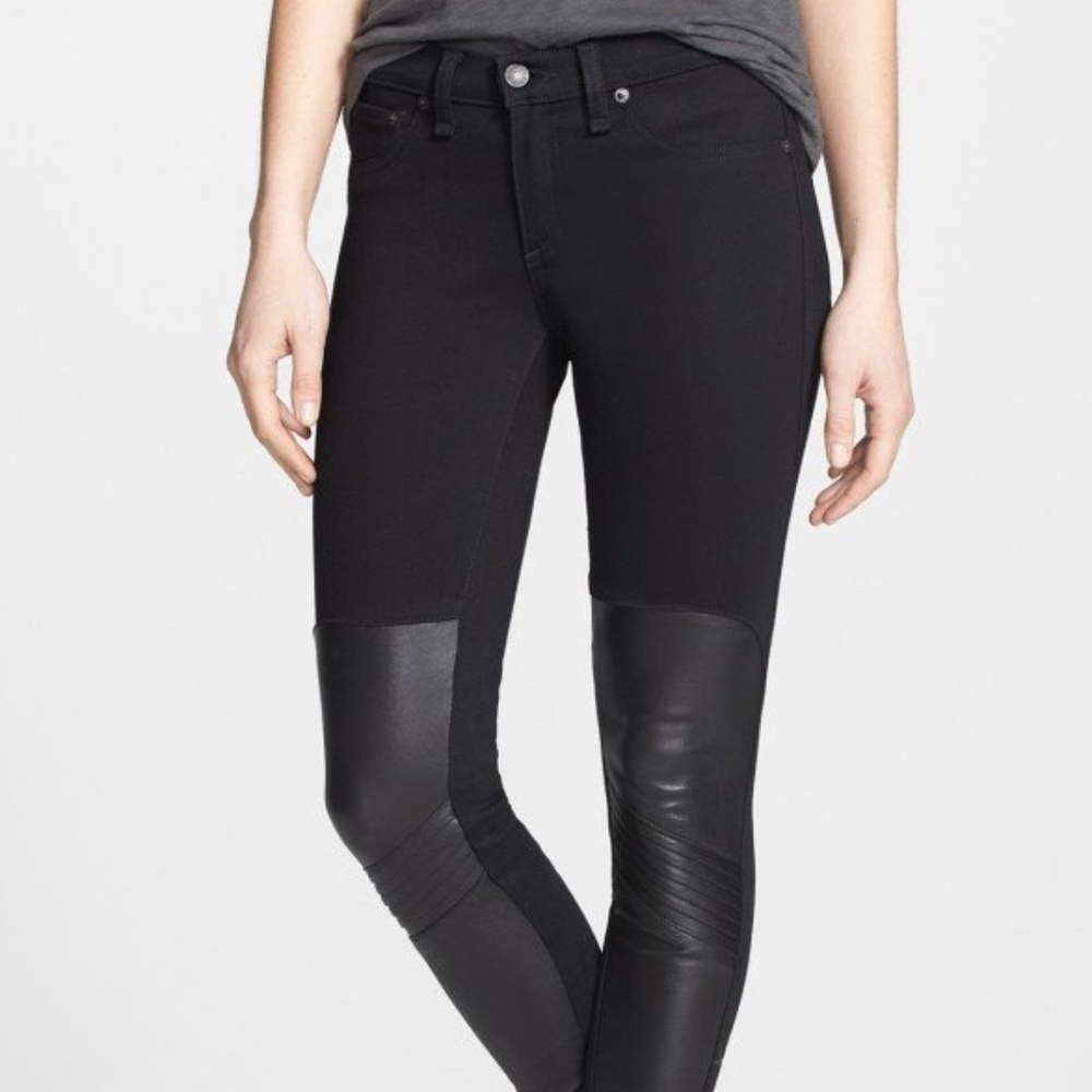 Leather Panel Skinny Jeans (RAG & BONE/JEAN)